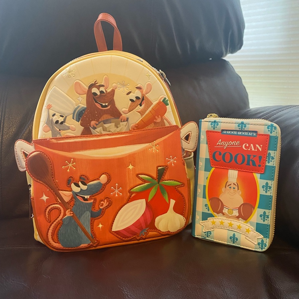 Loungefly Disney Pixar Ratatouille Backpack Remy Cooking Pot & Gusteau Wallet